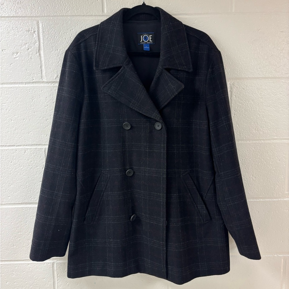 Joseph Abboud Black Plaid Dress Coat Men’s Size Large